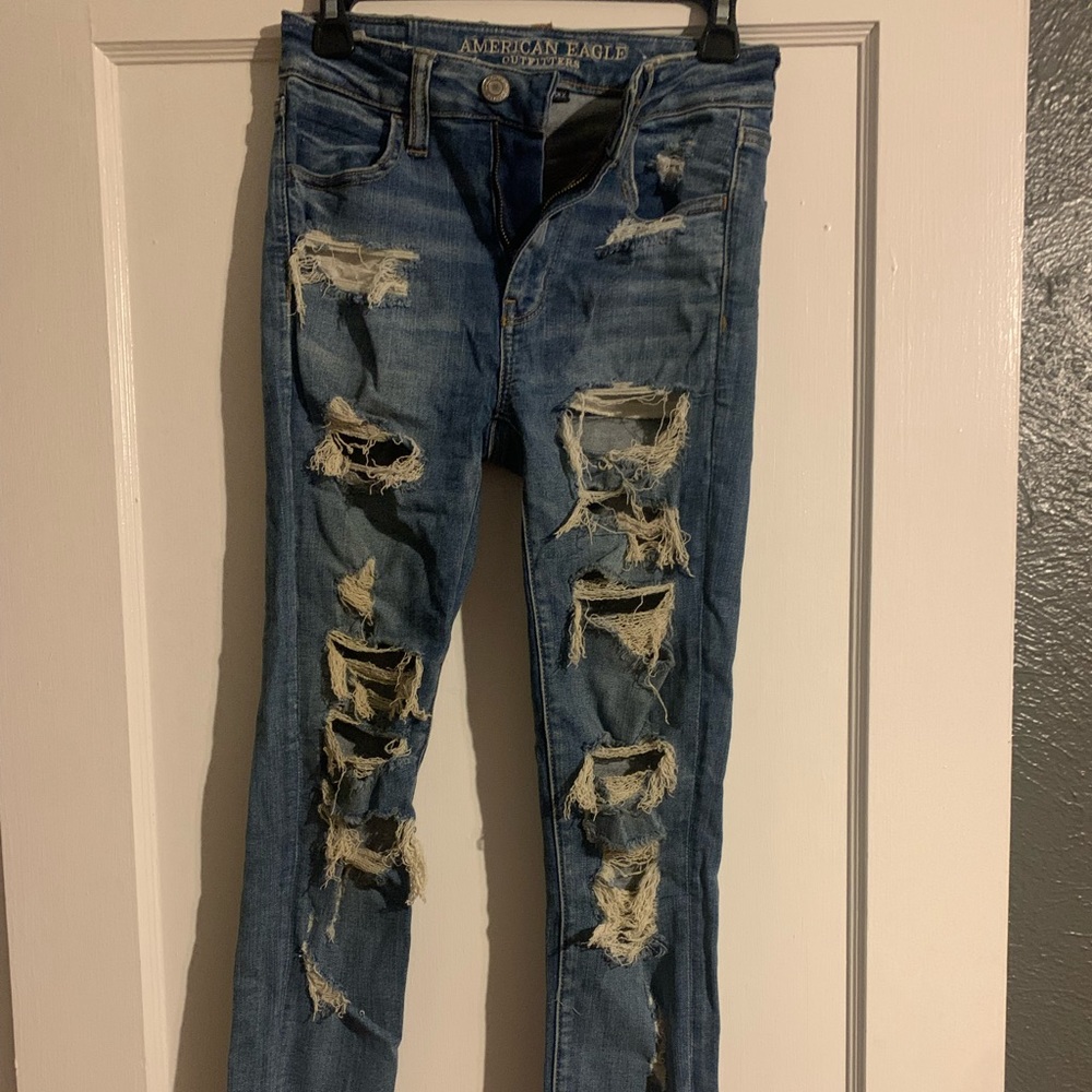 american eagle next level stretch jeans w/ holes